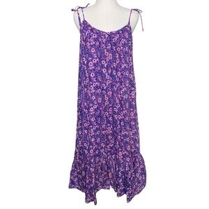 India Collection Emerson Fry Violet Wildflower Boho Hippie Cotton Maxi Dress